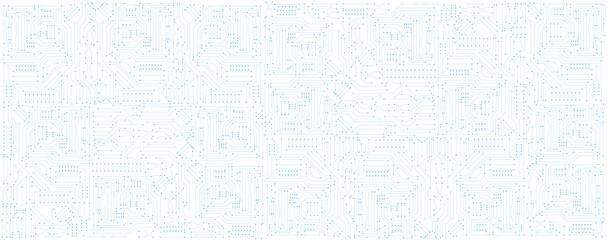 circuit board electronic or electrical blue line on white engineering technology concept vector panorama background