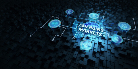 Business, Technology, Internet and network concept.  virtual screen of the future and sees the inscription: Emerging markets