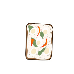Sandwiches with spread, egg, pepper and herbs. Delicious and healthy food. Vector illustration on a white background.