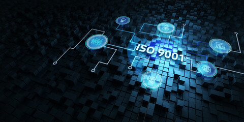 The concept of business, technology, the Internet and the network. virtual screen of the future and sees the inscription: ISO 9001