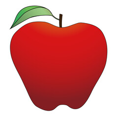 葉が付いた赤いリンゴ1個