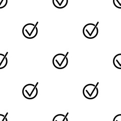 Check mark seamless pattern isolated on white background.
