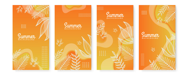 Collection of abstract background designs - summer sale, social media promotional content. Vector illustration for post and stories background template