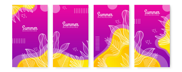 Collection of abstract background designs - summer sale, social media promotional content. Vector illustration for post and stories background template