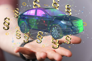 Car law concept. Safety of auto. Car