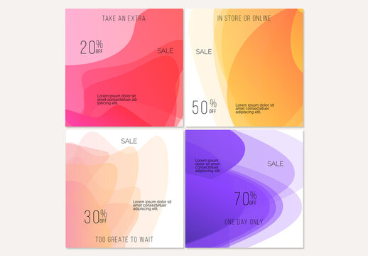 Social Media Post Layout with Transparent Overlapping  Gradient Waves