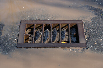 Storm sewer grate. Rainwater hatch