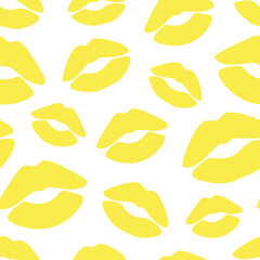 Seamless yellow lips silhouettes vector illustration