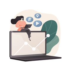 Social network monitoring abstract concept vector illustration.
