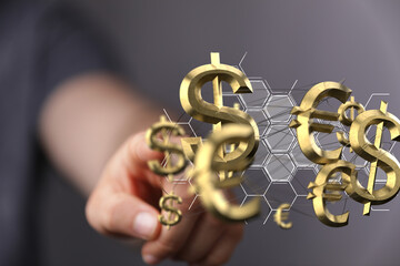 Main world currency theme dollar and euro background. Row and pile of money banknotes.