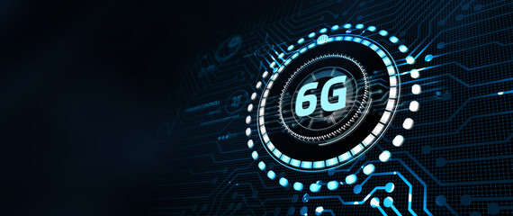 The concept of 6G network, high-speed mobile Internet, new generation networks. Business, modern technology, internet and networking concept