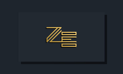 Elegant line art initial letter ZE logo.