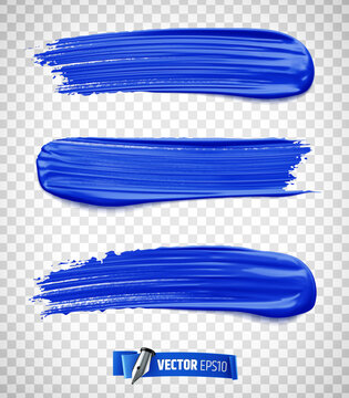 Traces de peinture bleu vectorielles sur fond transparent