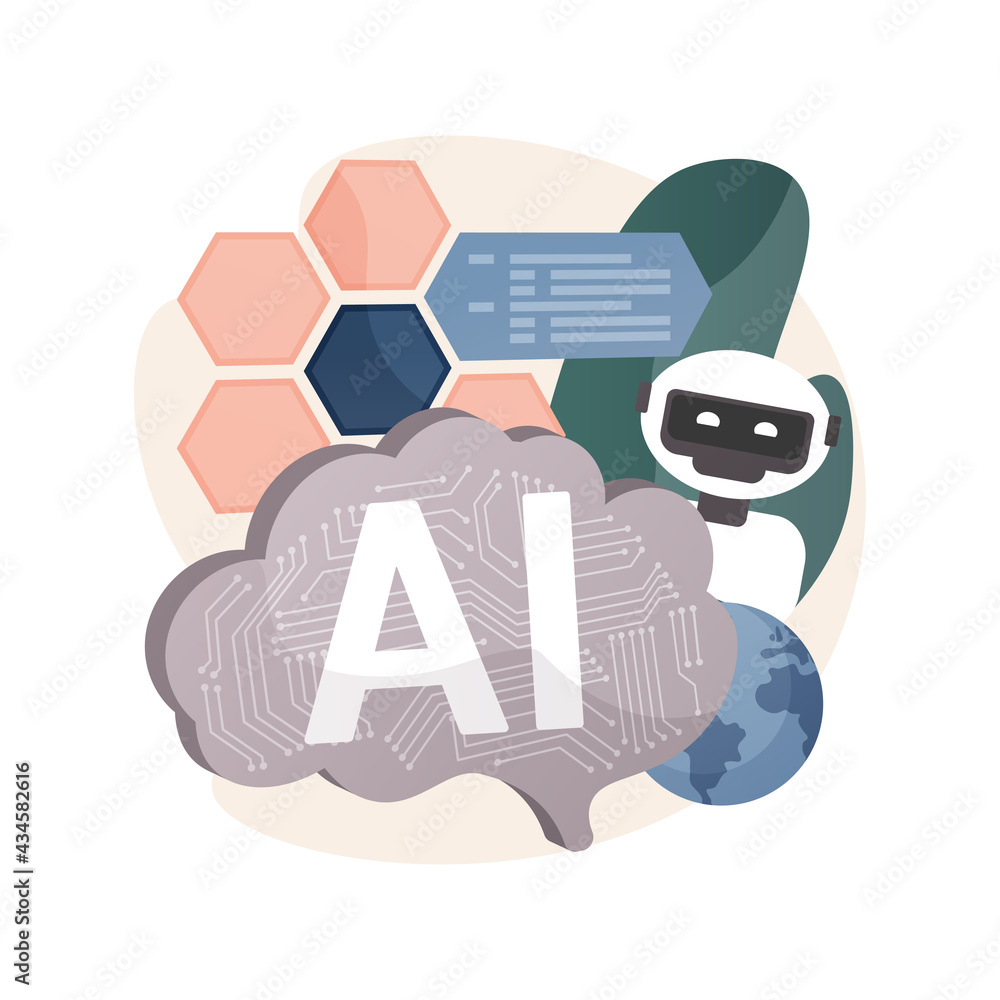 Poster artificial intelligence abstract concept vector illustration.