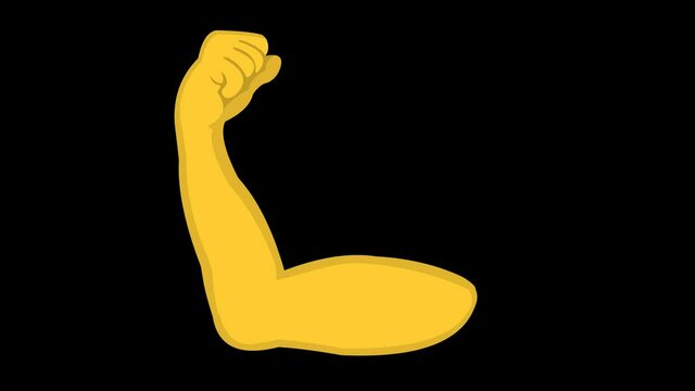 Loop animation of a bicep straining with a transparent background