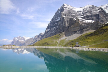 Fototapeta na wymiar View of Fallbodensee from Eiger Trail, Switzerland