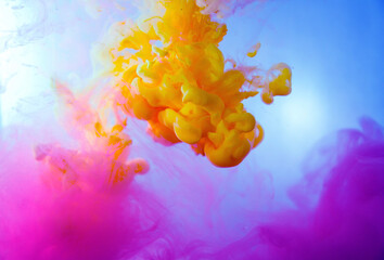 Motion Color drop in water,Ink swirling in ,Colorful ink abstraction.Fancy Dream Cloud of ink under...