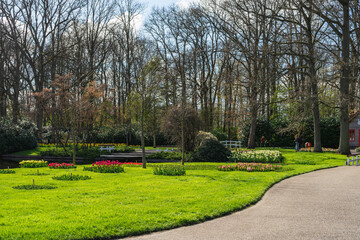 Scene from Keukenhof Park with Flower Arrangements