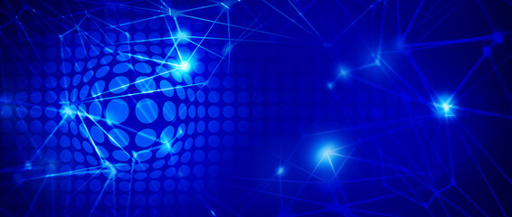 Panoramic abstract dot and triangle connection, Digital futuristic background, abstract, science, futuristic, energy, Line art modern vivid color digital technology panorama concept