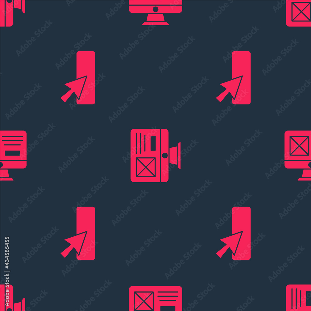 Poster set ui or ux design and on seamless pattern. vector