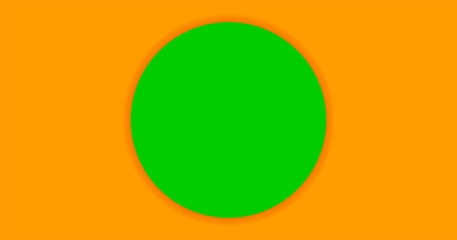 circle green on orange simple background for banner, copy space, paper circle bright green color and orange for background