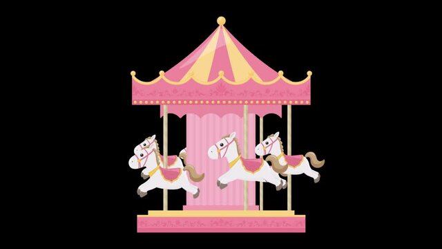 かわいいメリーゴーランドが回転するアニメーション動画素材_ループ