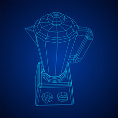 Kitchen blender. Appliance, equipment mixer machine. Wireframe low poly mesh vector illustration