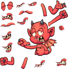 Devil character torso with different expressions. Vector clip art illustration with simple gradients. Some elements on separate layers.
