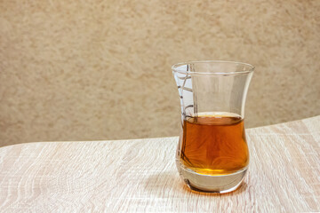 Turkish cup of black tea. Armudu glass