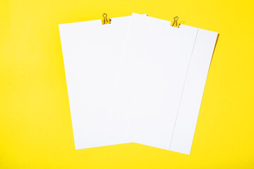 Mockup restaurant menu, wide and narrow on yellow background