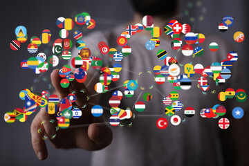 Global communication, international messaging and translation concept