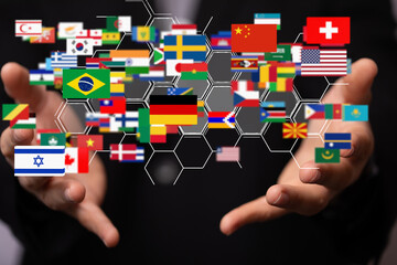 Global communication, international messaging and translation concept