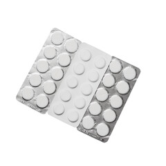 Packed pills isolated on white background clipping path