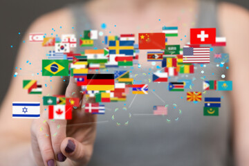 Global communication, international messaging and translation concept
