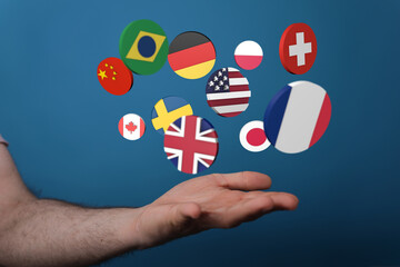 Global communication, international messaging and translation concept