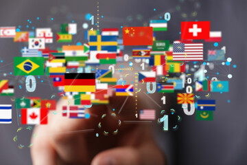 Global communication, international messaging and translation concept