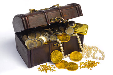treasure chest with golden coins