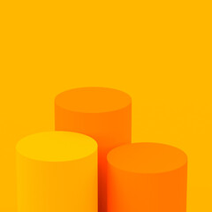 Abstract 3d yellow orange colors cylinder podium minimal studio background.