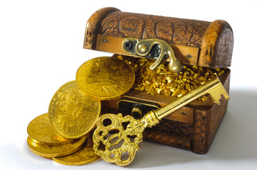 treasure chest with golden coins