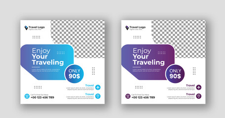 Business social media post square travel banner template