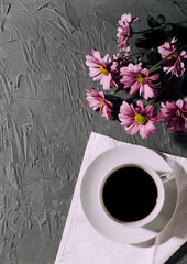 a cup of coffee on a light background 