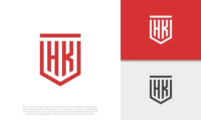 Initials HK logo design. Initial Letter Logo. Shield logo.	
