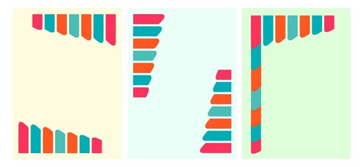 Naklejka premium Vertical banners with colored stripes on a light background for advertisements, letters, announcements