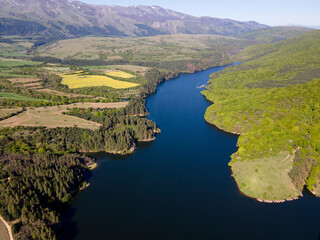 Aerial view of Dushantsi Reservoir, Bulgaria