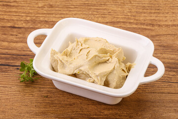 Vegan food - hummus with olive oil