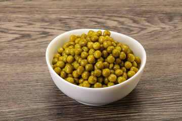 Marinated green pea in the bowl