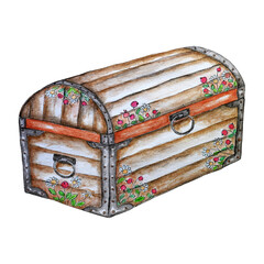 Hand drawn watercolor wood trunk.