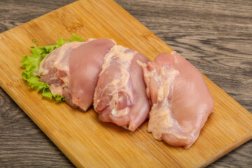 Raw chicken boneless and skinless leg