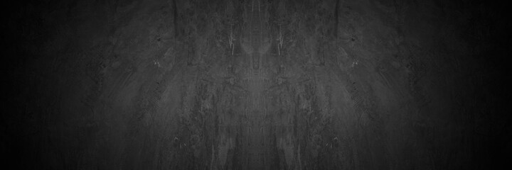 Old wall texture cement dark black gray panorama background abstract grey color design are light with white gradient background.