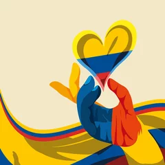 Fototapeten hand heart Colombia flag © djvstock